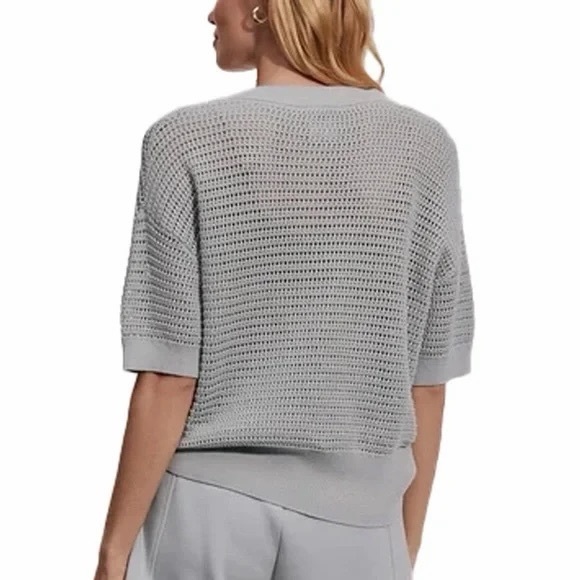 Callie Knit Top - Short Sleeved Sweater, Open Knit - Picture 2 of 4